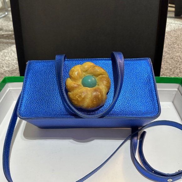 PUPPETS AND PUPPETS BLUE LEATHER BUN BAG - Picture 11 of 12